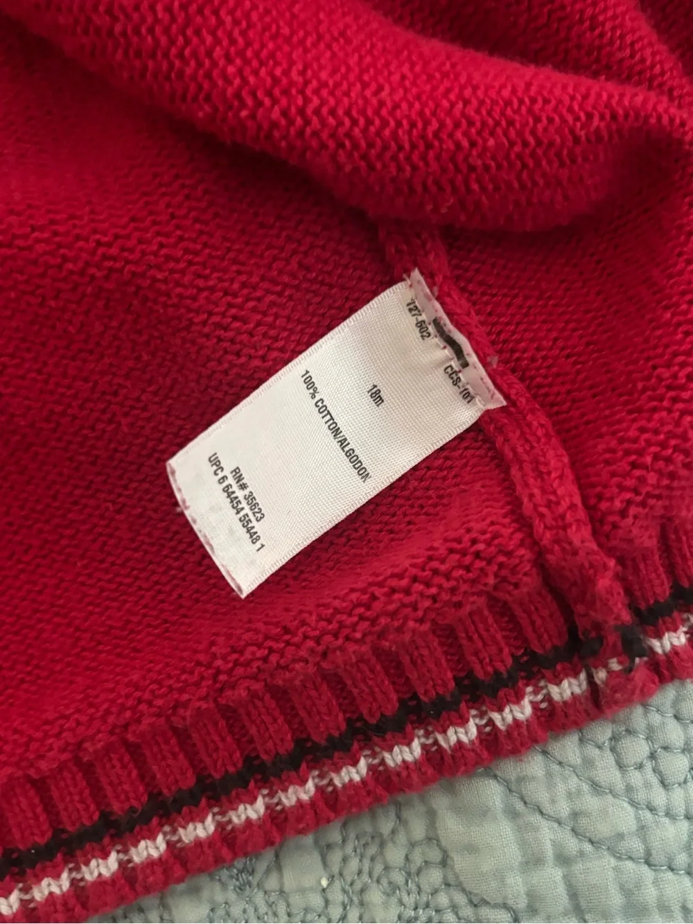 Carters Red Knit Baby Cardigan with Brown Fair Isle Detail